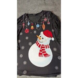 Onque Casual Christmas Sweater XL Snowman Multicolor Long Sleeve Holiday Shirt